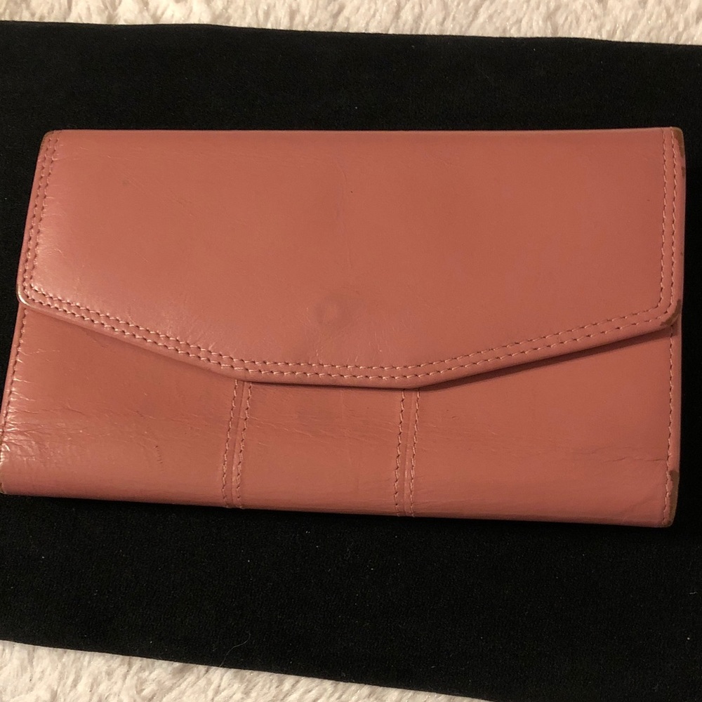 Women's Leather Envelope Wallet in Dusty Rose